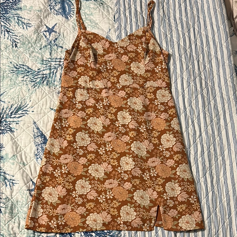 Hollister Brown and Pink Floral Dress